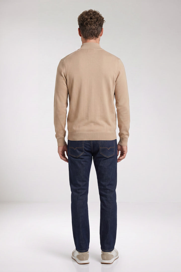 Veneto Tencel™ Lyocell Half Zip Pullover - Beige