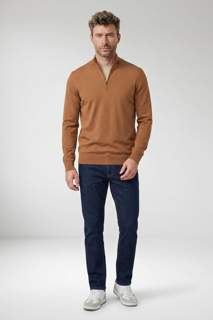 Veneto Tencel™ Lyocell Half Zip Pullover - Camel