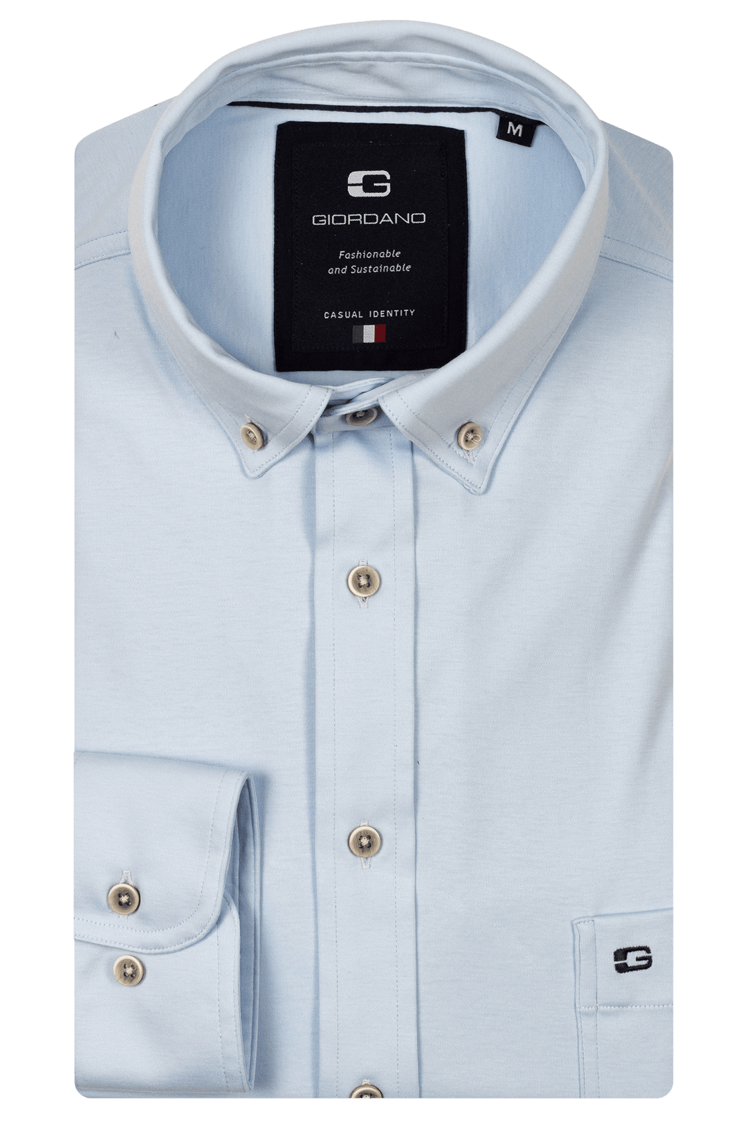 Giordano Ivy Liquid Cotton Overhemd - Lichtblauw