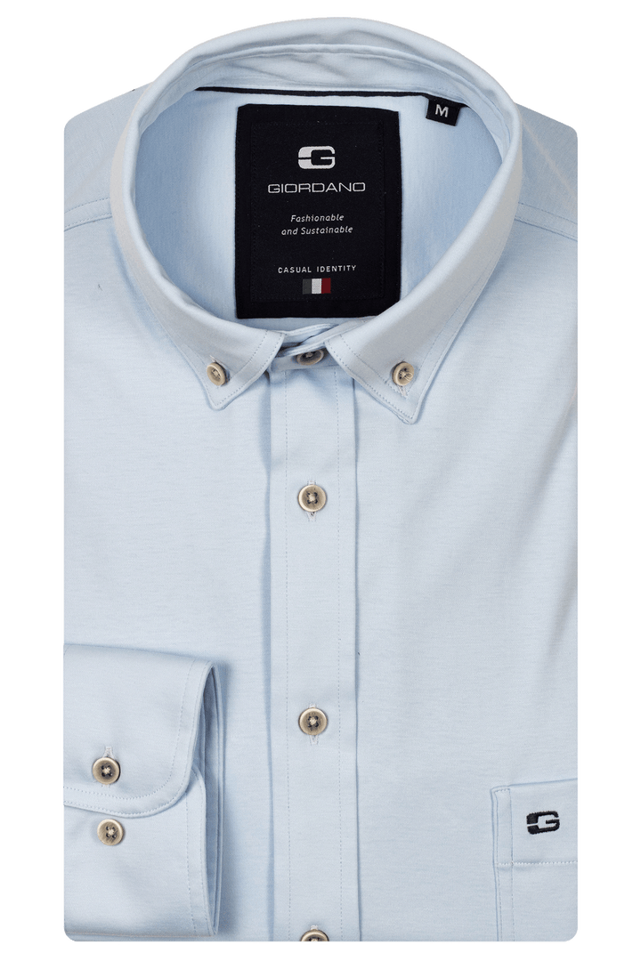 Giordano Ivy Liquid Cotton Overhemd - Lichtblauw