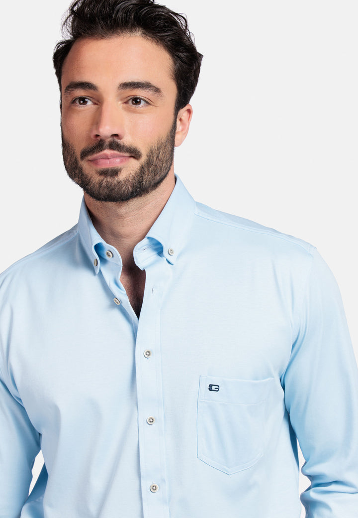 Giordano Ivy Liquid Cotton Overhemd - Lichtblauw