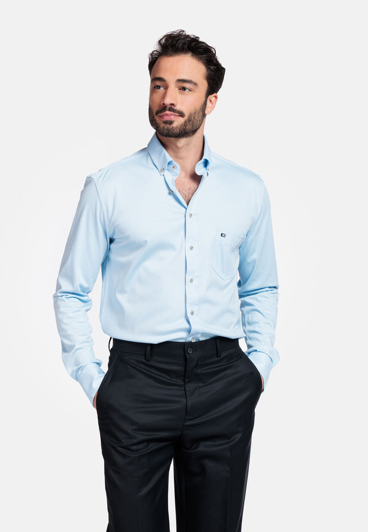 Giordano Ivy Liquid Cotton Overhemd - Lichtblauw