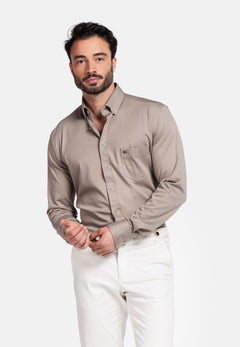 Giordano Ivy Liquid Cotton Button Down Overhemd - Beige - NOS7078-81