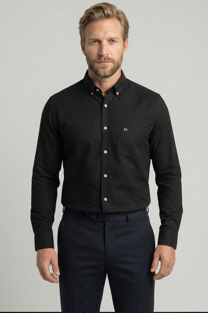 Giordano Ivy Liquid Cotton Overhemd - Zwart