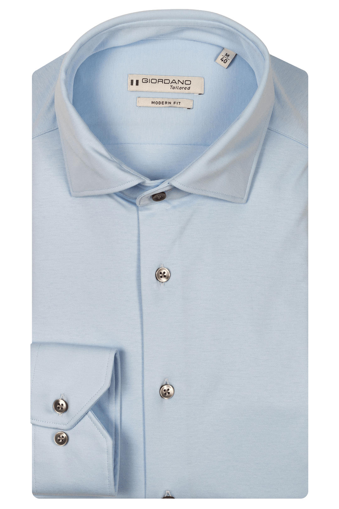 Giordano Maggiore Liquid Cotton Semi Cutaway Overhemd - Lichtblauw