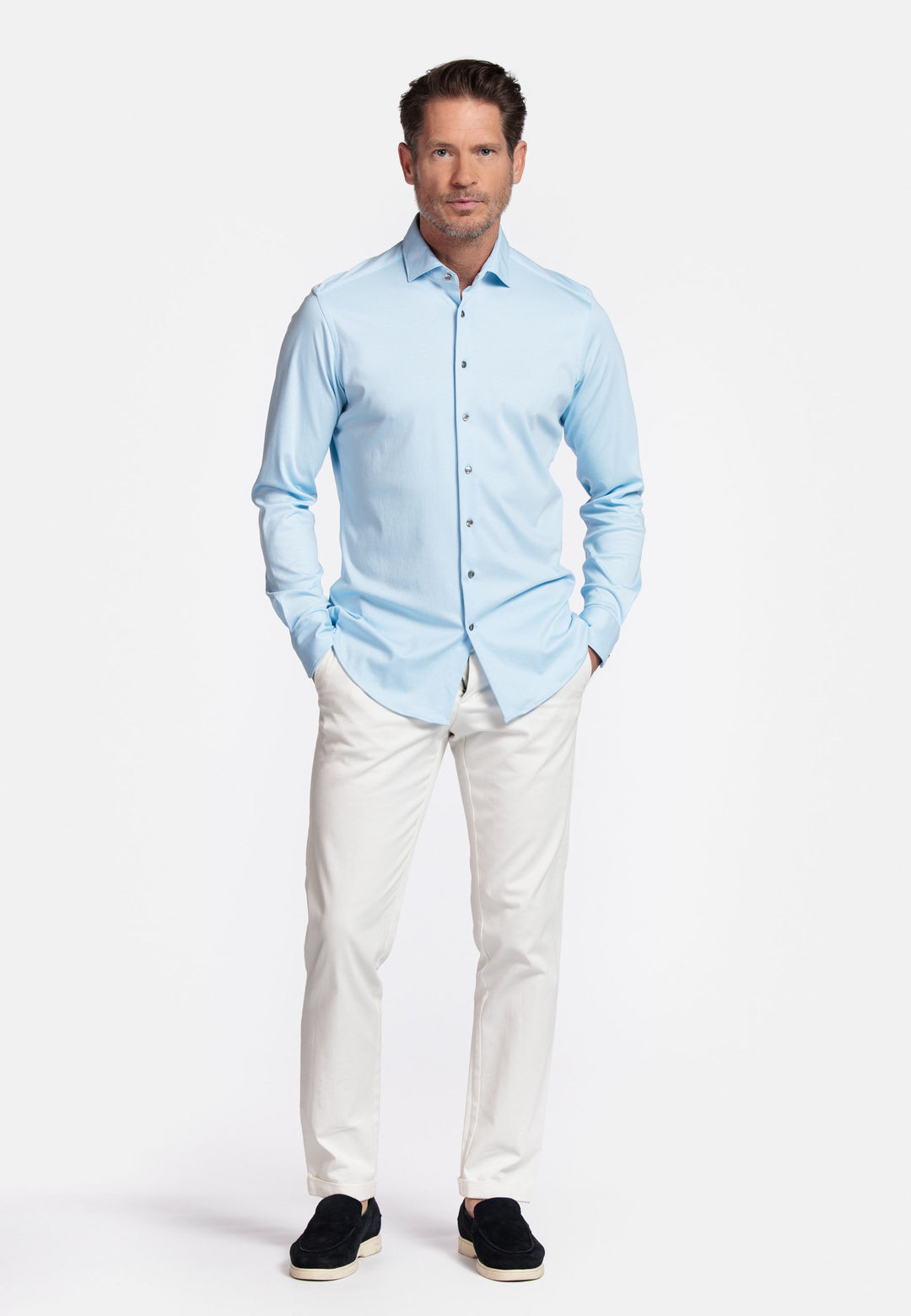 Giordano Maggiore Liquid Cotton Semi Cutaway Overhemd - Lichtblauw