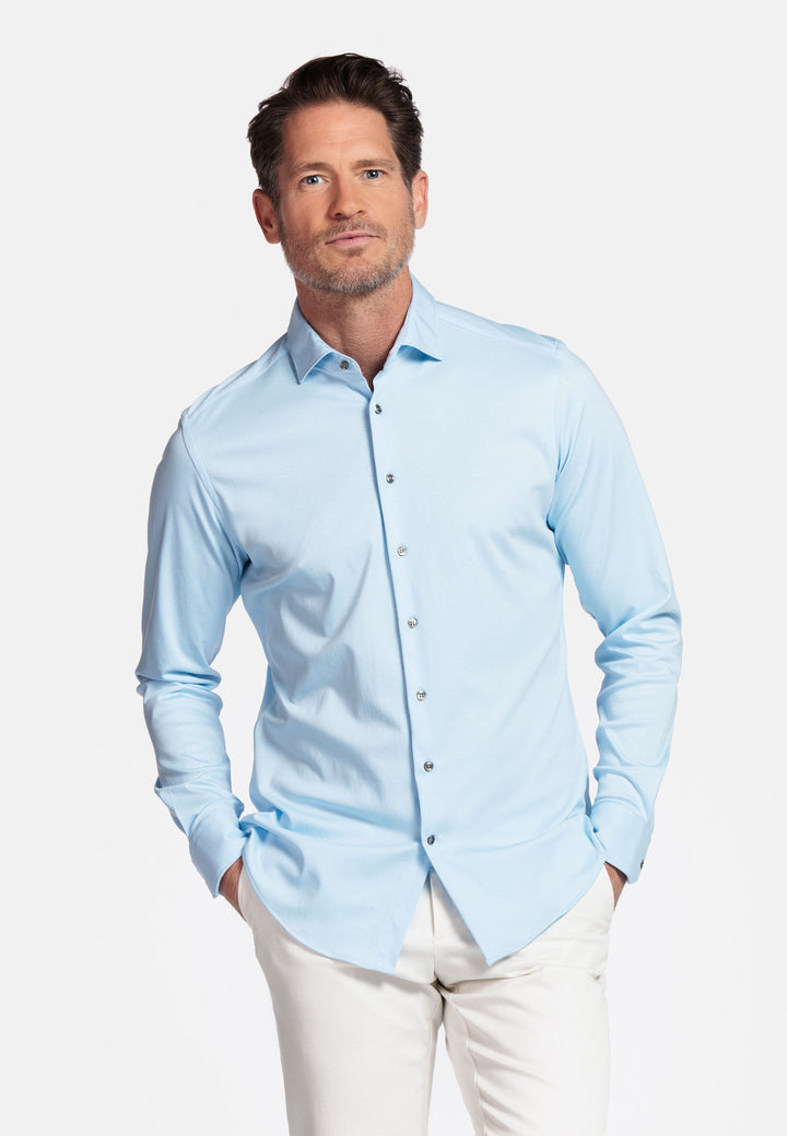 Giordano Maggiore Liquid Cotton Semi Cutaway Overhemd - Lichtblauw