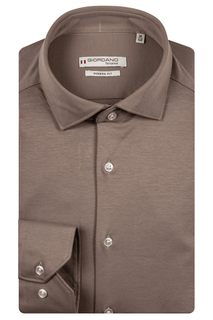 Giordano Maggiore Liquid Cotton Semi Cutaway Overhemd - Beige