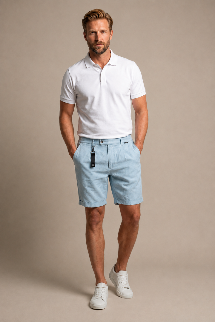 Giordano Tivoli Linnen Korte Broek - Lichtblauw