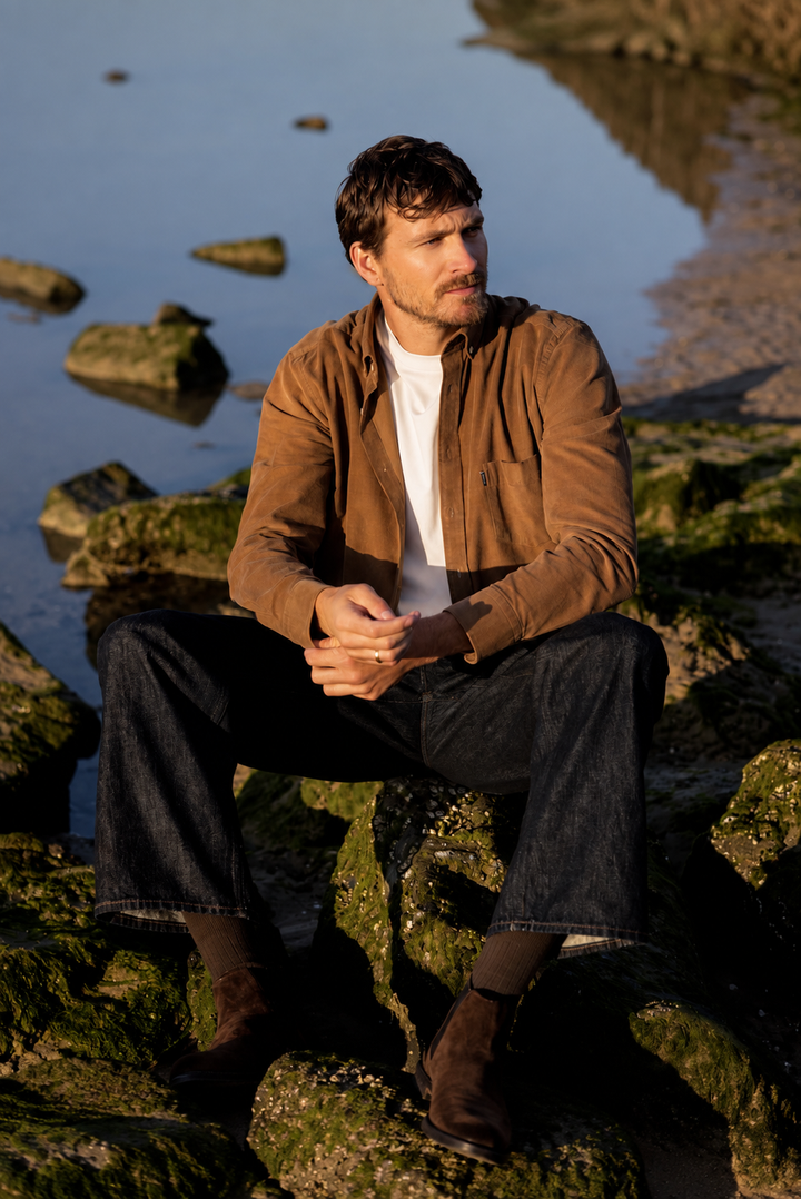 Dino Button Down Corduroy Overhemd - Camel