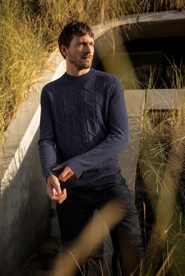 Ivrea Lamswollen Crewneck Pullover - Donkerblauw