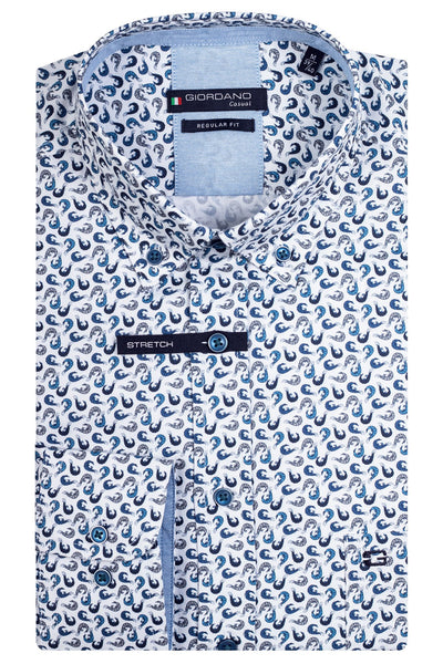 Giordano Blue Korte Mouw Button Down Overhemd 416028 60 - Overhemd - Giordano Casual - Giordano Blue Korte Mouw Button Down Overhemd 416028 60 - 416028/60/S