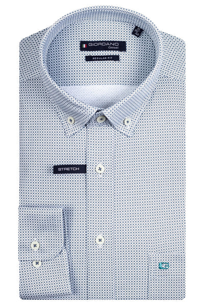 Giordano Blue Lange Mouw Button Down Overhemd 417006 60 - Overhemd - Giordano Casual - Giordano Blue Lange Mouw Button Down Overhemd 417006 60 - 417006/60/S