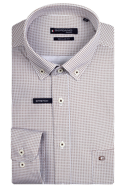 Giordano Brown Lange Mouw Button Down Overhemd 417006 80 - Overhemd - Giordano Casual - Giordano Brown Lange Mouw Button Down Overhemd 417006 80 - 417006/80/S