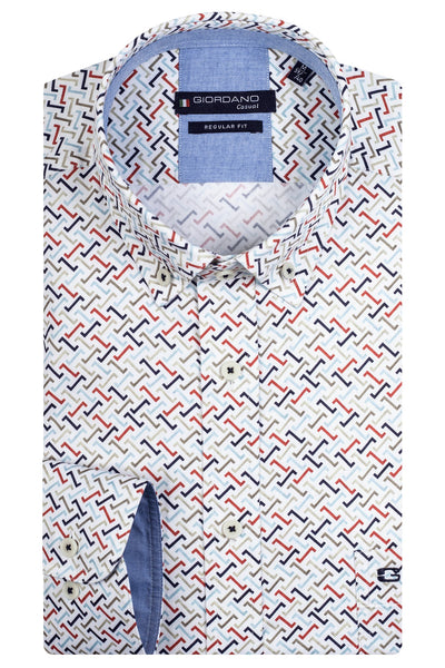 Giordano Brown Lange Mouw Button Down Overhemd 417031 80 - Overhemd - Giordano Casual - Giordano Brown Lange Mouw Button Down Overhemd 417031 80 - 417031/80/S