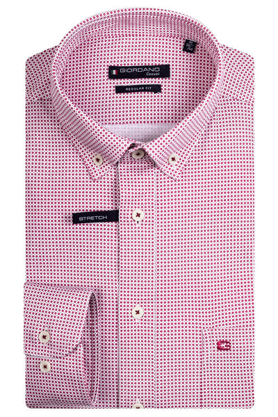 Giordano Red Lange Mouw Button Down Overhemd 417006 30 - Overhemd - Giordano Casual - Giordano Red Lange Mouw Button Down Overhemd 417006 30 - 417006/30/S