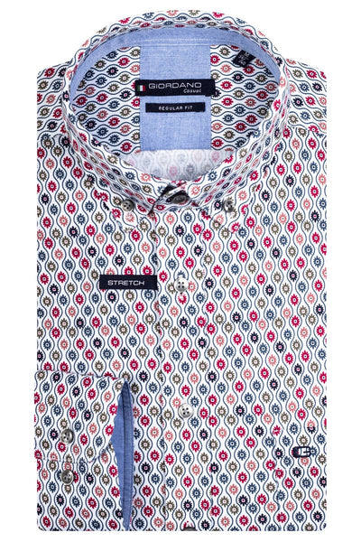 Giordano Red Lange Mouw Button Down Overhemd 417044 30 - Overhemd - Giordano Casual - Giordano Red Lange Mouw Button Down Overhemd 417044 30 - 417044/30/S