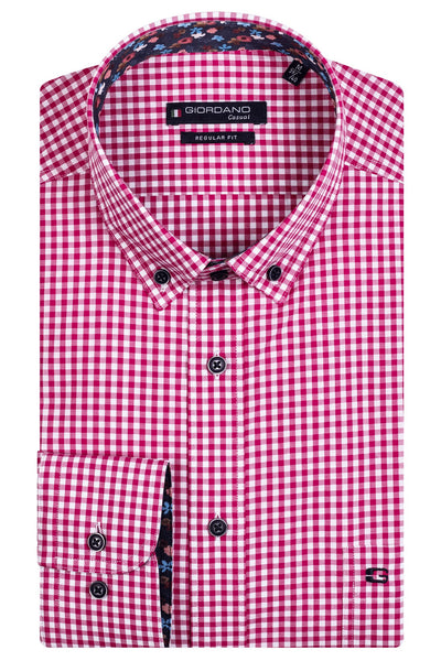 GIORDANO Roze Lange Mouw Regular fit Button Down Print Overhemd 327308 51 - Overhemd - Giordano Casual - GIORDANO Roze Lange Mouw Regular fit Button Down Print Overhemd 327308 51 - 327308/51/S