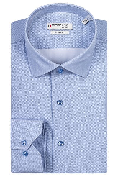 Giordano Blue Lange Mouw Semi Cutaway Overhemd 417809 60 - Overhemd - Giordano Tailored - Giordano Blue Lange Mouw Semi Cutaway Overhemd 417809 60 - 417809/60/37