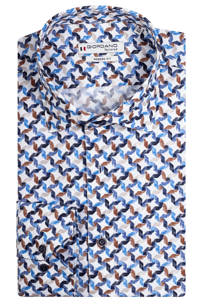 Giordano Blue Lange Mouw Semi Cutaway Overhemd 417812 60 - Overhemd - Giordano Tailored - Giordano Blue Lange Mouw Semi Cutaway Overhemd 417812 60 - 417812/60/37