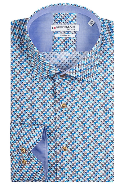 Giordano Blue Lange Mouw Semi Cutaway Overhemd 417823 60 - Overhemd - Giordano Tailored - Giordano Blue Lange Mouw Semi Cutaway Overhemd 417823 60 - 417823/60/37