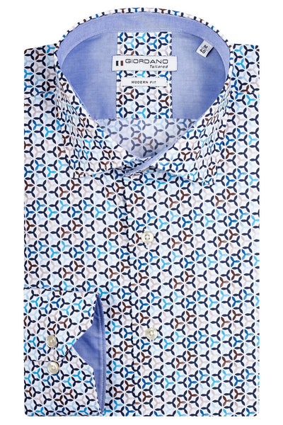 Giordano Blue Lange Mouw Semi Cutaway Overhemd 417824 60 - Overhemd - Giordano Tailored - Giordano Blue Lange Mouw Semi Cutaway Overhemd 417824 60 - 417824/60/37