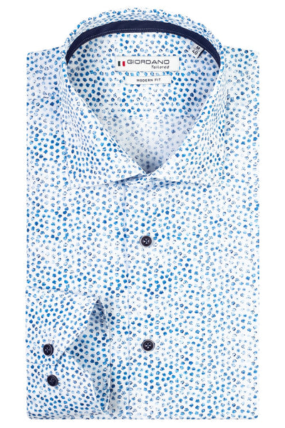 Giordano Blue Lange Mouw Semi Cutaway Overhemd 417834 61 - Overhemd - Giordano Tailored - Giordano Blue Lange Mouw Semi Cutaway Overhemd 417834 61 - 417834/61/37