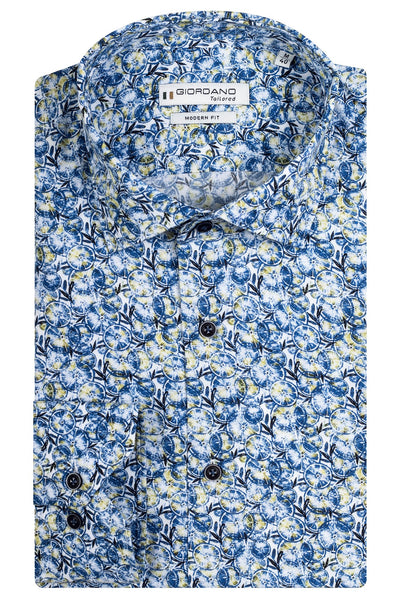 Giordano Blue Lange Mouw Semi Cutaway Overhemd 417851 60 - Overhemd - Giordano Tailored - Giordano Blue Lange Mouw Semi Cutaway Overhemd 417851 60 - 417851/60/37