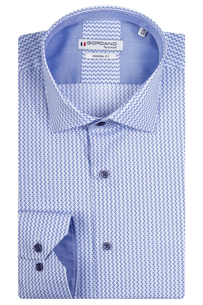 Giordano Blue Lange Mouw Semi Cutaway Overhemd 417884 60 - Overhemd - Giordano Tailored - Giordano Blue Lange Mouw Semi Cutaway Overhemd 417884 60 - 417884/60/37