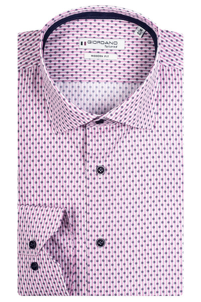 Giordano Pink Lange Mouw Semi Cutaway Overhemd 417833 51 - Overhemd - Giordano Tailored - Giordano Pink Lange Mouw Semi Cutaway Overhemd 417833 51 - 417833/51/37