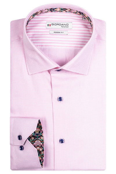 Giordano Pink Lange Mouw Semi Cutaway Overhemd 417842 51 - Overhemd - Giordano Tailored - Giordano Pink Lange Mouw Semi Cutaway Overhemd 417842 51 - 417842/51/37