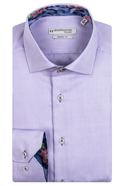 GIORDANO Purple Lange Mouw Modern fit Cut Away Effen Overhemd 317887 41 - Overhemd - Giordano Tailored - GIORDANO Purple Lange Mouw Modern fit Cut Away Effen Overhemd 317887 41 - 317887/41/37