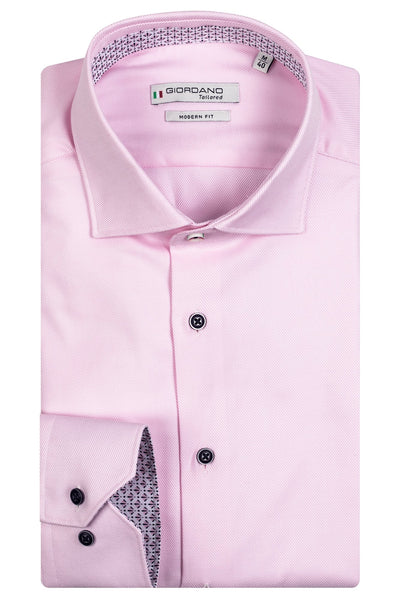 GIORDANO Roze Lange Mouw Modern fit LS Cutaway Effen Overhemd 317888 51 - Overhemd - Giordano Tailored - GIORDANO Roze Lange Mouw Modern fit LS Cutaway Effen Overhemd 317888 51 - 317888/51/37