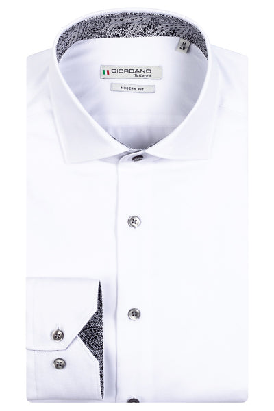 GIORDANO Wit Lange Mouw Modern fit Classic Effen Overhemd 317873 10 - Overhemd - Giordano Tailored - GIORDANO Wit Lange Mouw Modern fit Classic Effen Overhemd 317873 10 - 317873/10/37